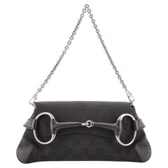 Gucci Horsebit Chain Clutch GG Canvas with Leather Medium