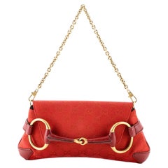 Gucci Horsebit Chain Clutch GG Canvas with Leather Medium