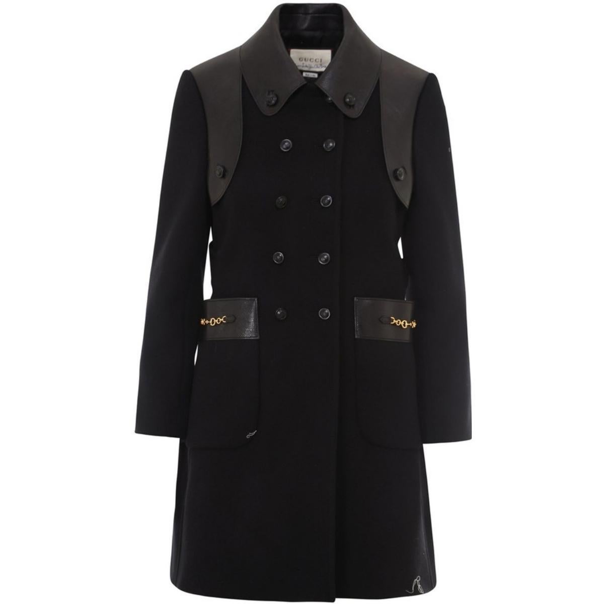 Gucci Horsebit-detail Double-breasted Wool Coat IT46 For Sale