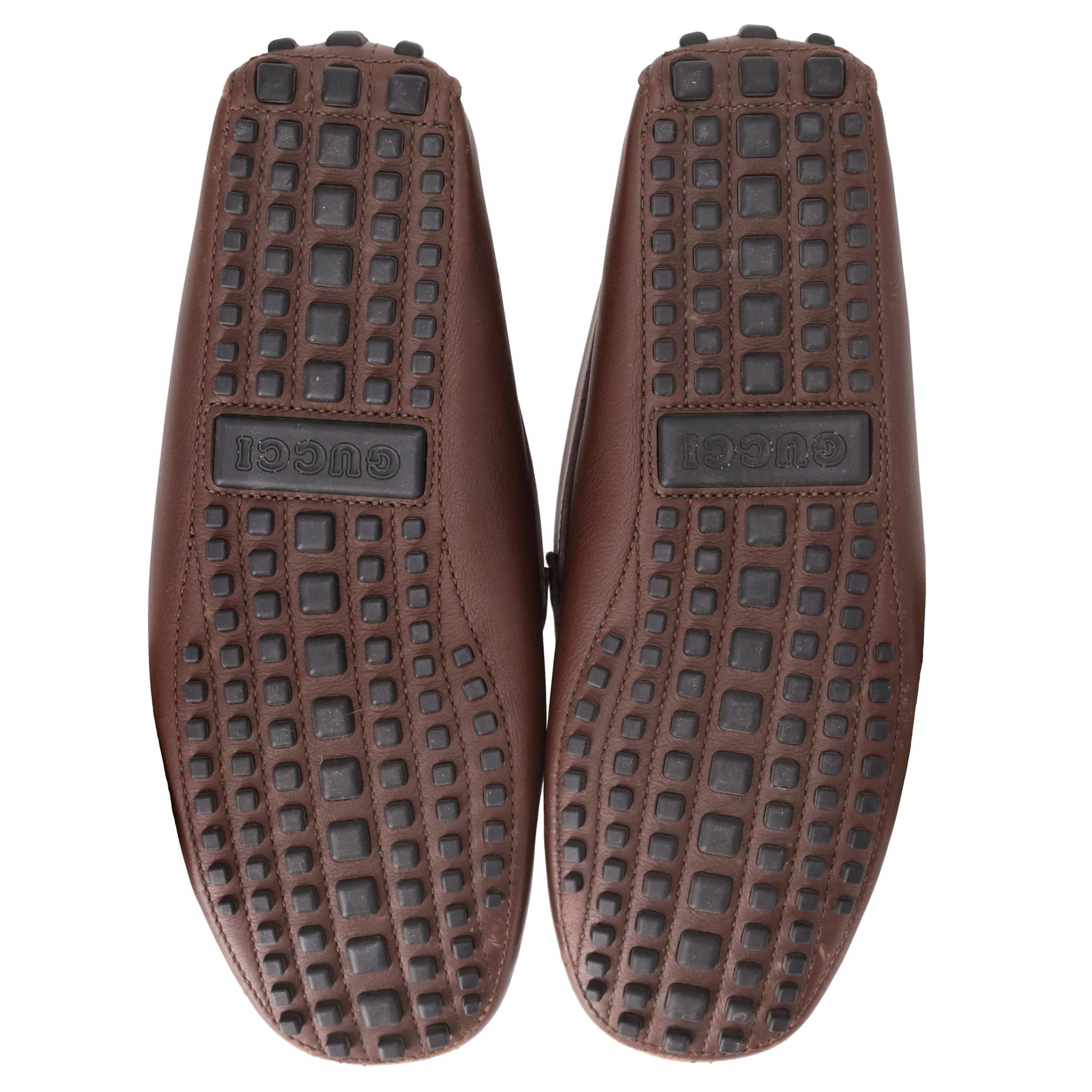 Gucci Horsebit Detail Web Stripe Leather Loafers For Sale 1