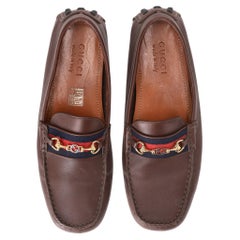 Gucci Loafers aus Leder mit Pferdegebiss-Details und Webstreifen