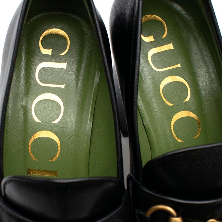 Women's Gucci Horsebit-detailed Black leather platform loafers 39.5