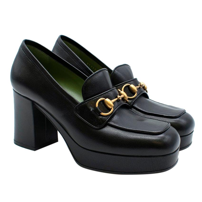 Gucci Horsebit-detailed Black leather platform loafers 39.5
