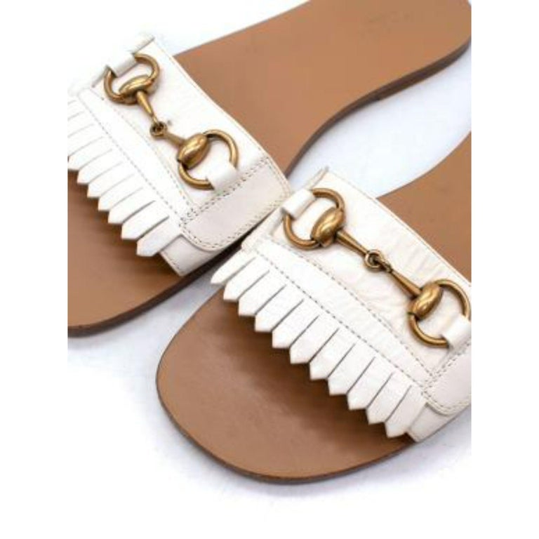 Gucci Horsebitdetailed fringed leather slides For Sale at 1stDibs