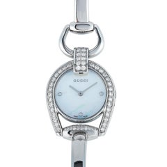 Gucci Horsebit Diamond Mother of Pearl Dial Watch YA139505