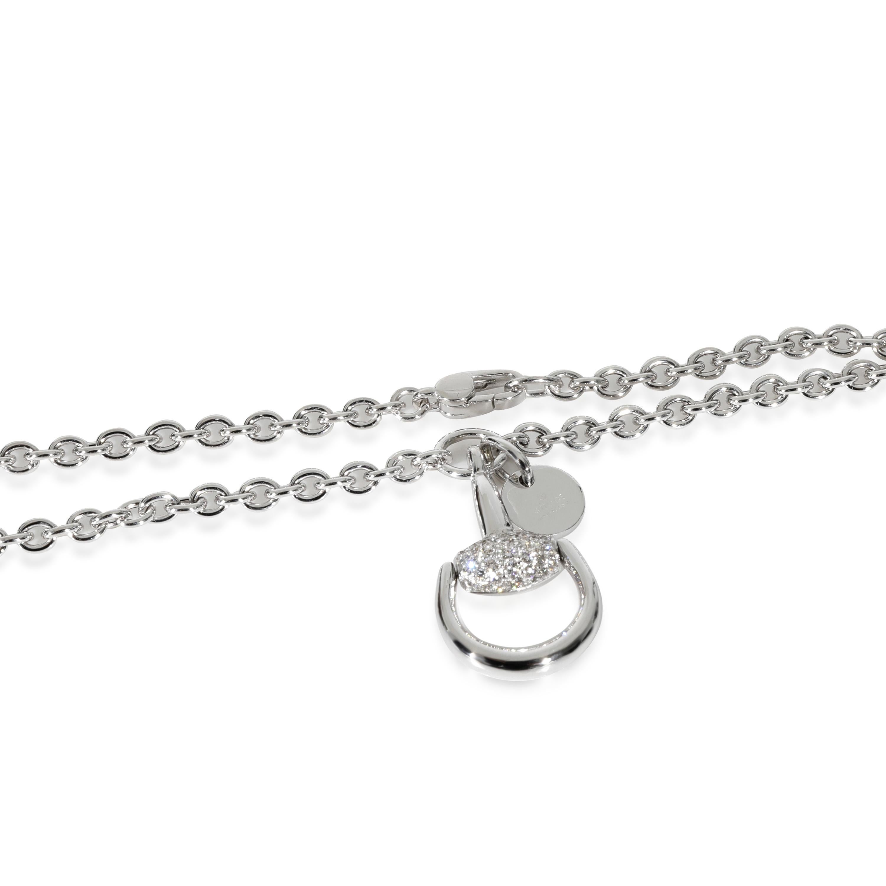 Gucci Horsebit Diamant-Halskette mit Anhänger aus 18 Karat Weißgold 0,39 Karat für Damen oder Herren