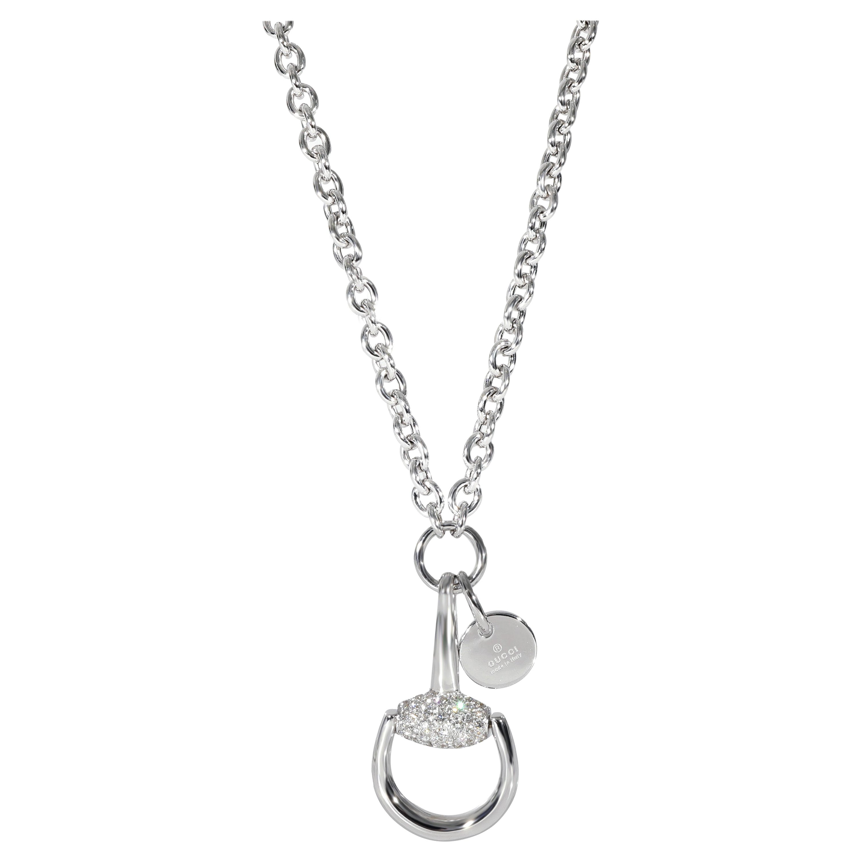 Gucci Horsebit Diamant-Halskette mit Anhänger aus 18 Karat Weißgold 0,39 Karat