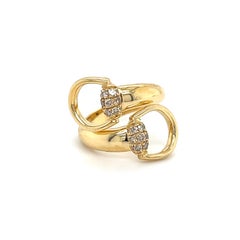 Gucci Horsebit Diamond Ring 18k Yellow Gold Size 7