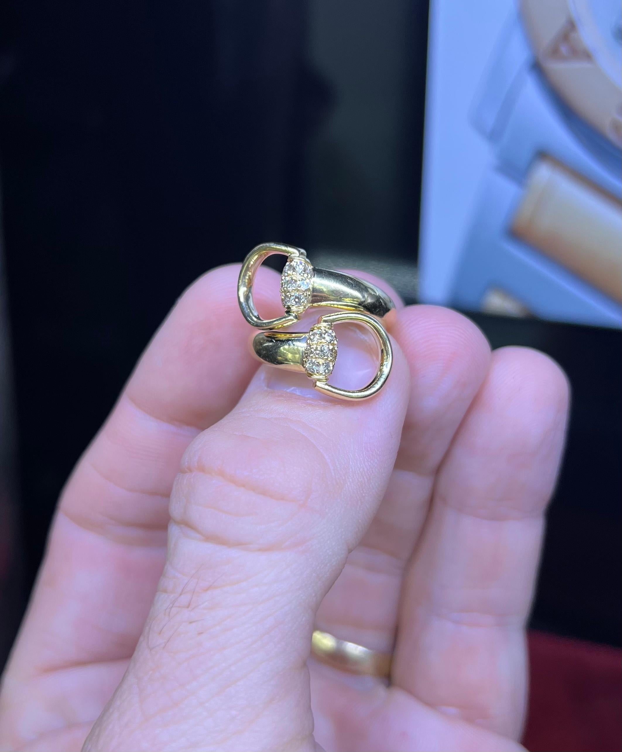 Contemporary Gucci Horsebit Diamond Ring 18k Yellow Gold Size 7