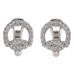 Gucci Horsebit Diamond White Gold Earrings