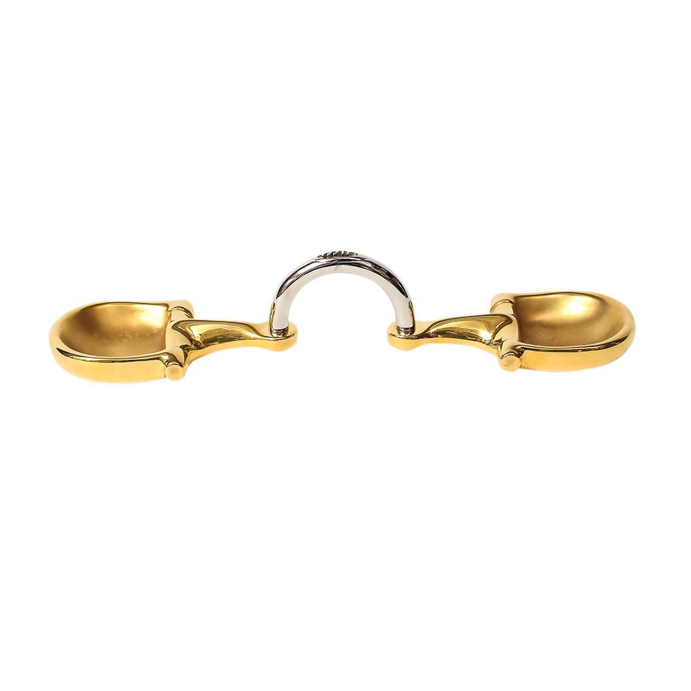 Cenicero doble Gucci Horsebit, latón, pan de oro, níquel, cuero, firmado en venta 3