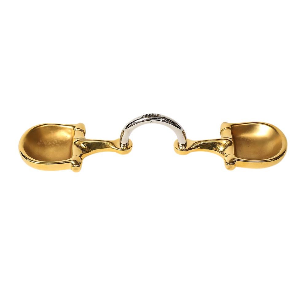 Cenicero doble Gucci Horsebit, latón, pan de oro, níquel, cuero, firmado en venta 4
