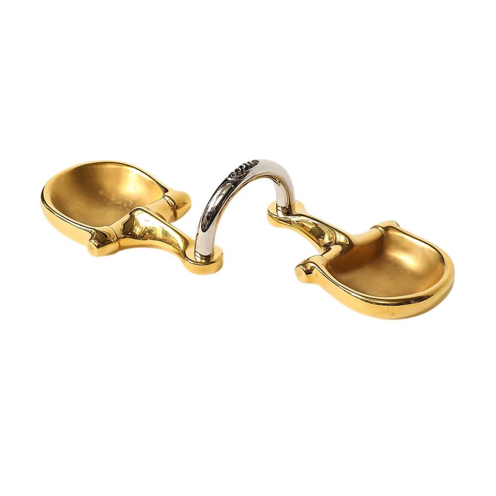 Cenicero doble Gucci Horsebit, latón, pan de oro, níquel, cuero, firmado en venta 5