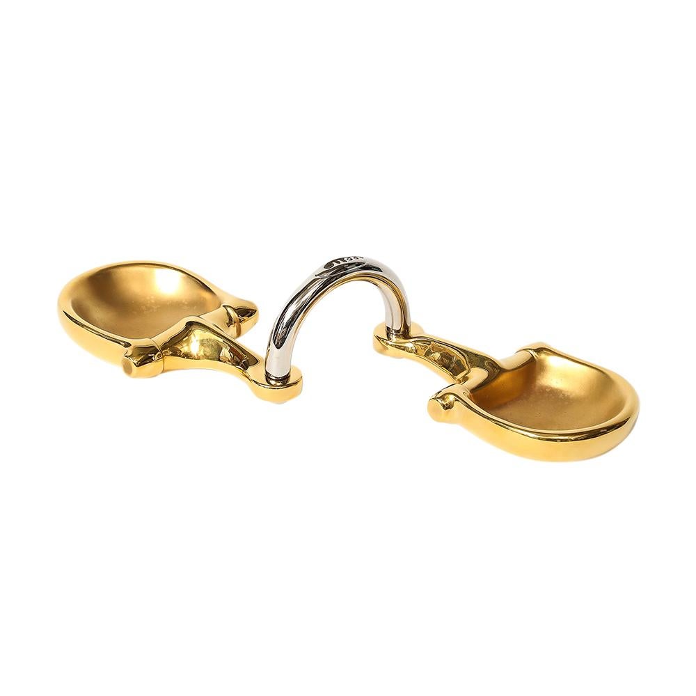 Cenicero doble Gucci Horsebit, latón, pan de oro, níquel, cuero, firmado en venta 7