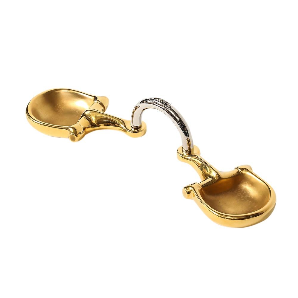 Cenicero doble Gucci Horsebit, latón, pan de oro, níquel, cuero, firmado Italiano en venta