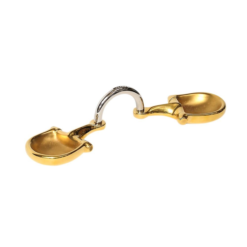 Cenicero doble Gucci Horsebit, latón, pan de oro, níquel, cuero, firmado Chapado en venta