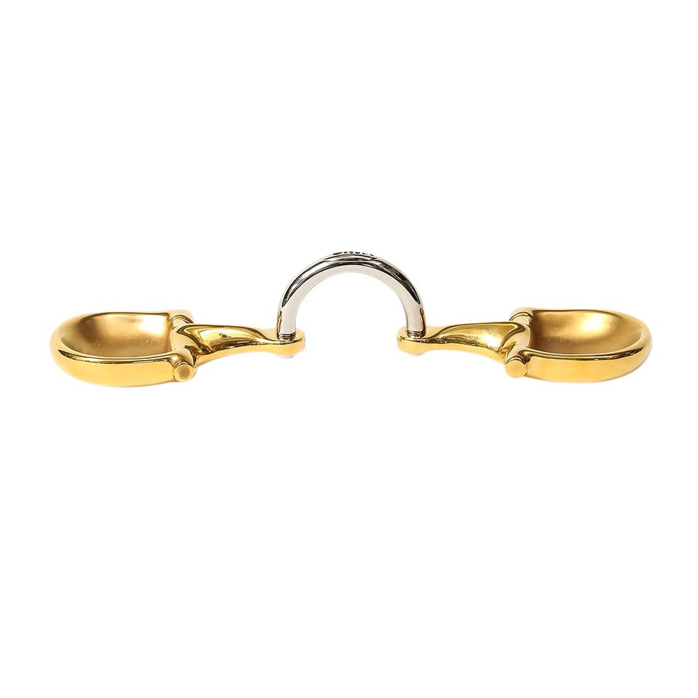 Cenicero doble Gucci Horsebit, latón, pan de oro, níquel, cuero, firmado en Bueno estado para la venta en New York, NY