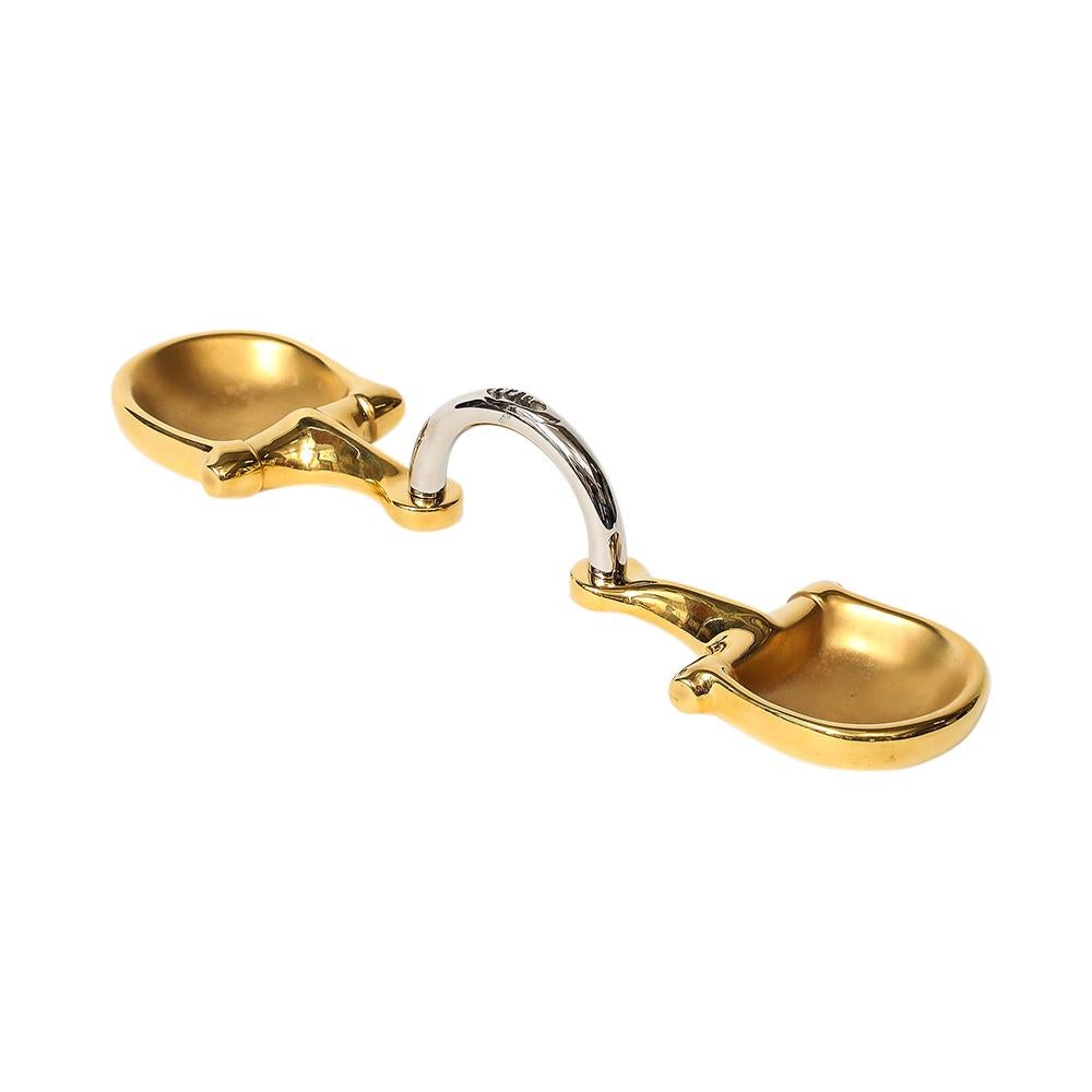 Cenicero doble Gucci Horsebit, latón, pan de oro, níquel, cuero, firmado en venta 1