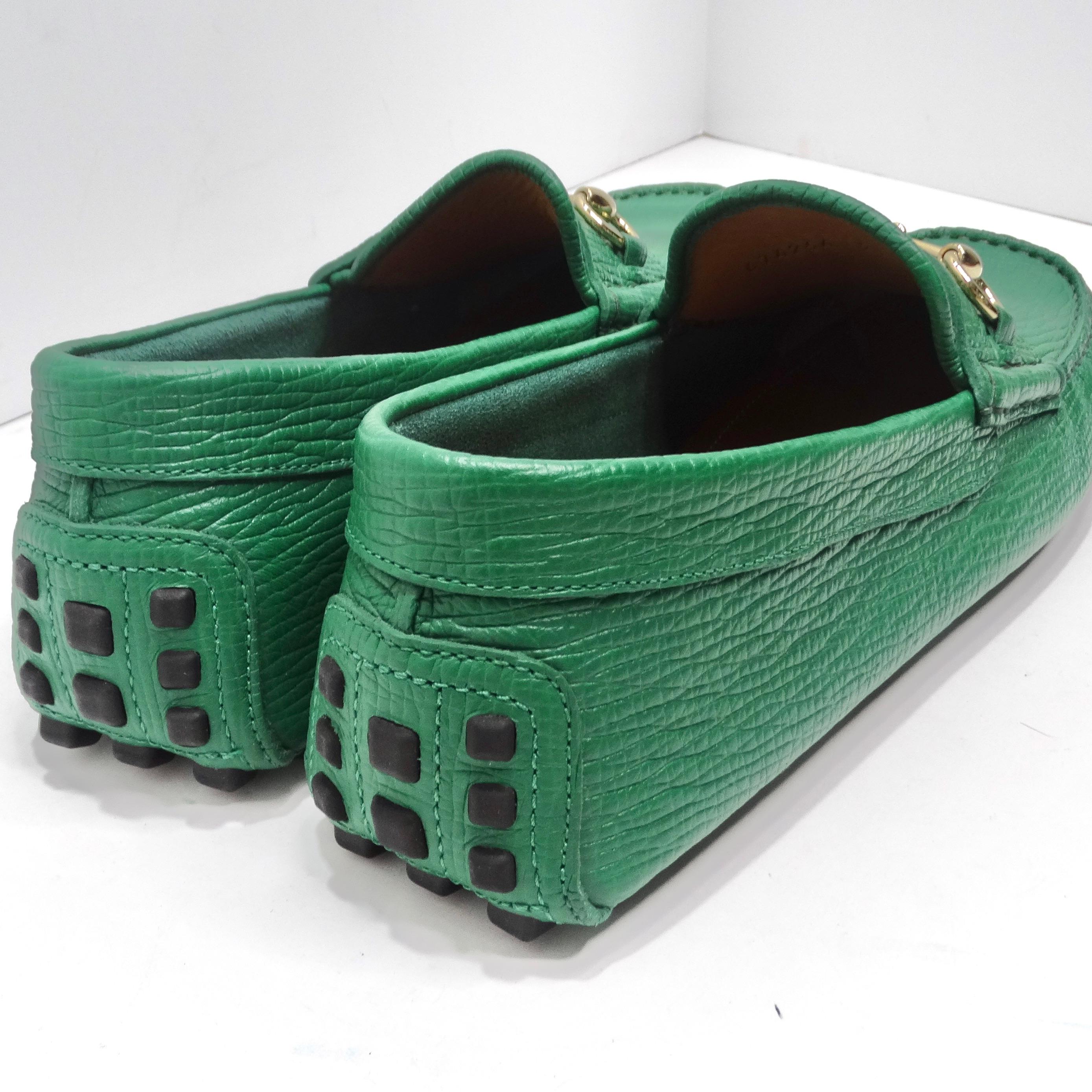 Gucci Horsebit Driver Loafers In Greene & Greene en vente 2