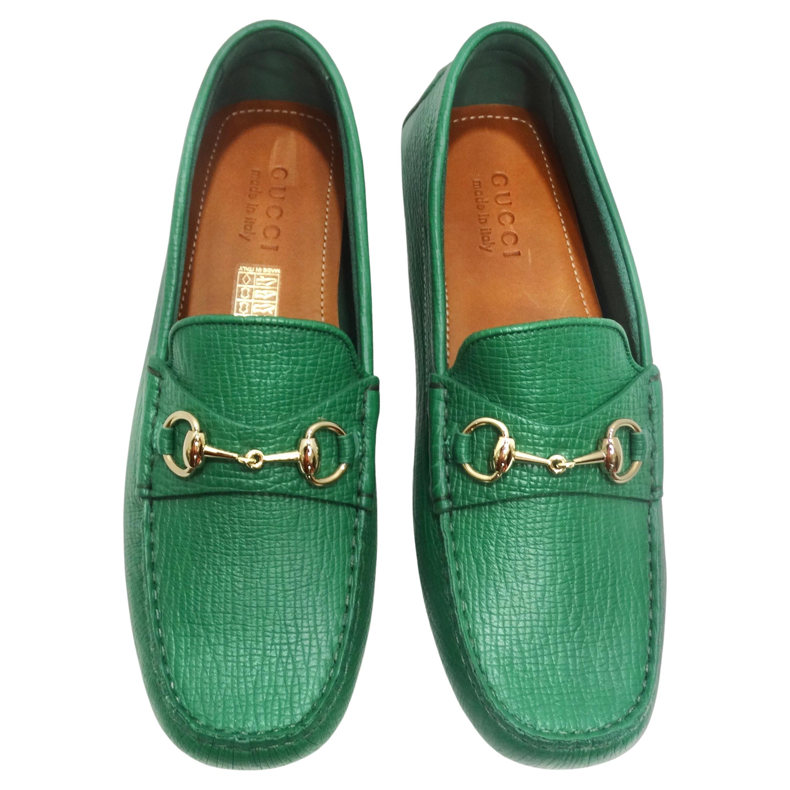 Gucci Horsebit Driver Loafers In Green For Sale