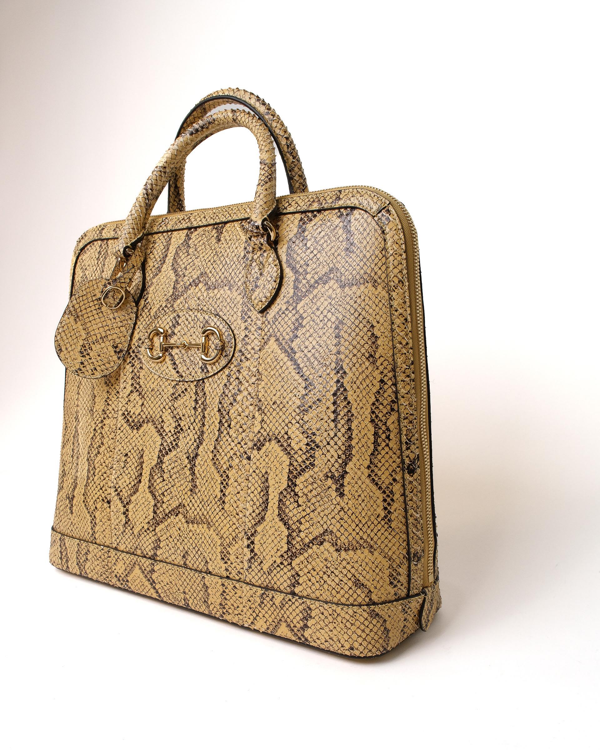 Gucci Horsebit Duffle Medium Pitone Borsa A Spalla  In Excellent Condition For Sale In Torre Del Greco, IT