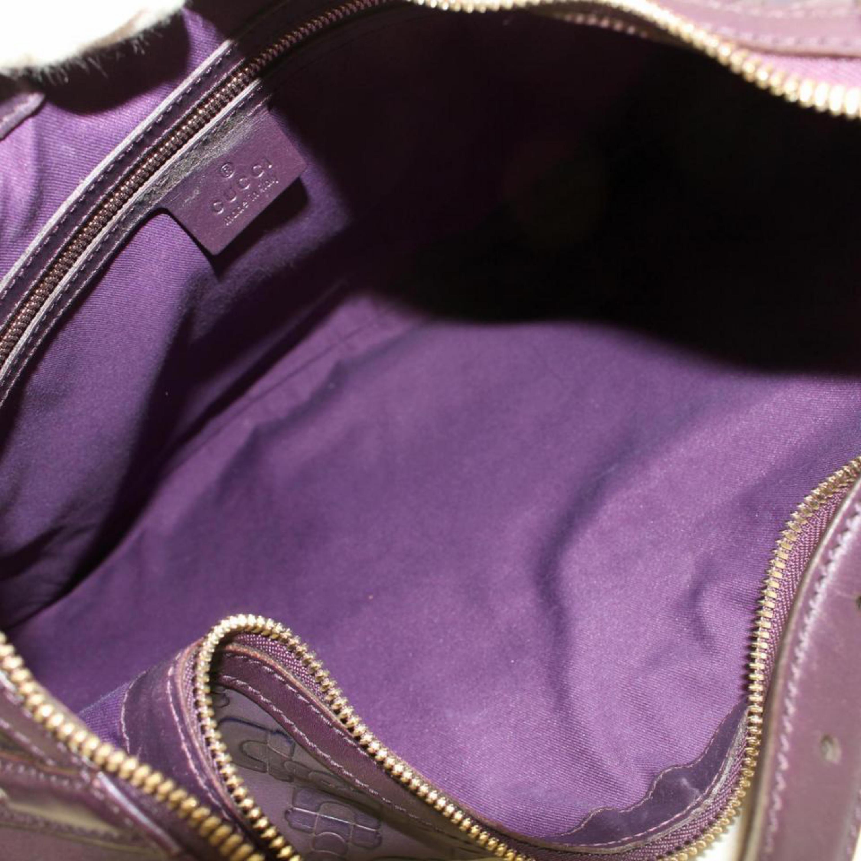 Black Gucci Horsebit Embossed Belt Hobo 867912 Purple Leather Shoulder Bag For Sale