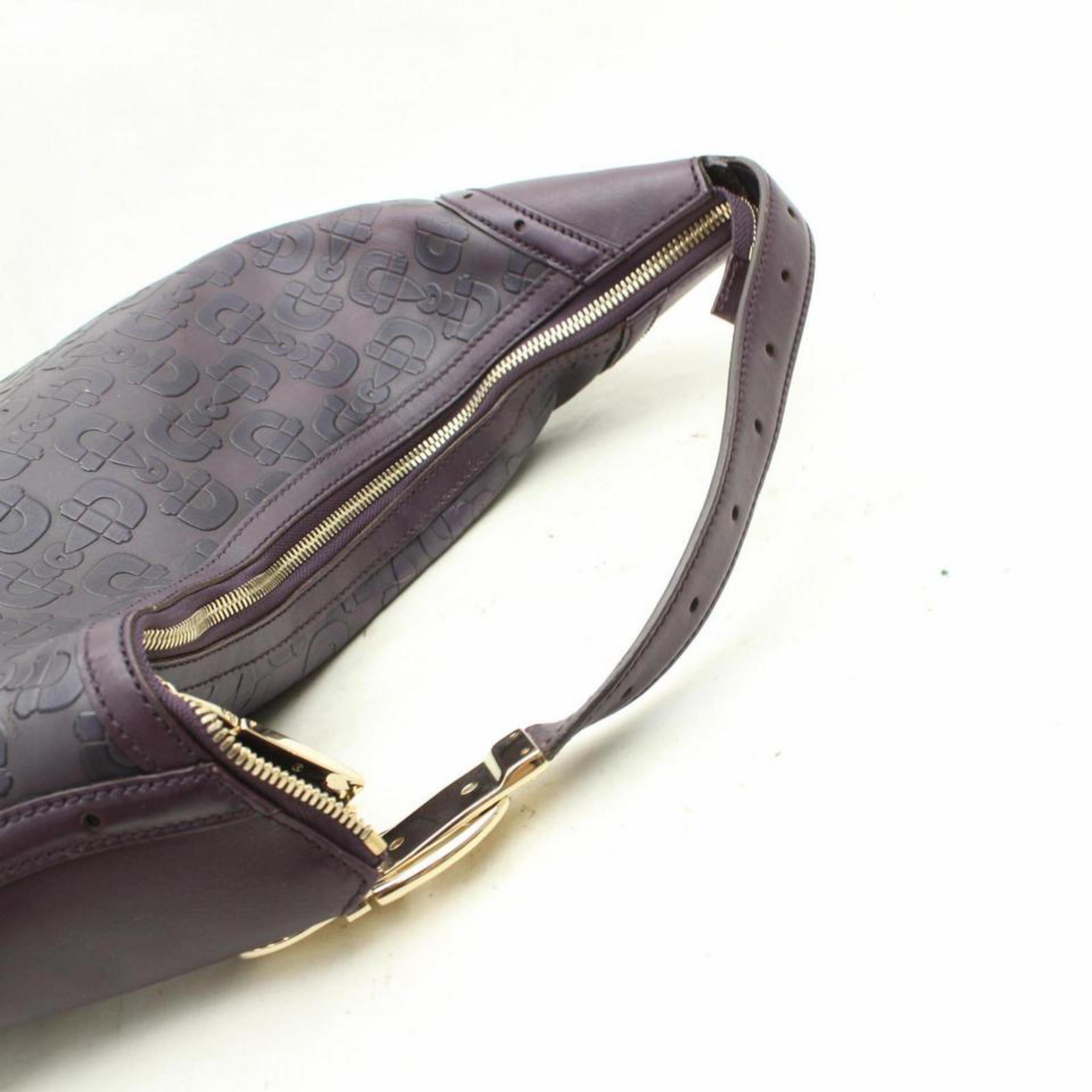 Women's Gucci Horsebit Embossed Belt Hobo 867912 Purple Leather Shoulder Bag For Sale