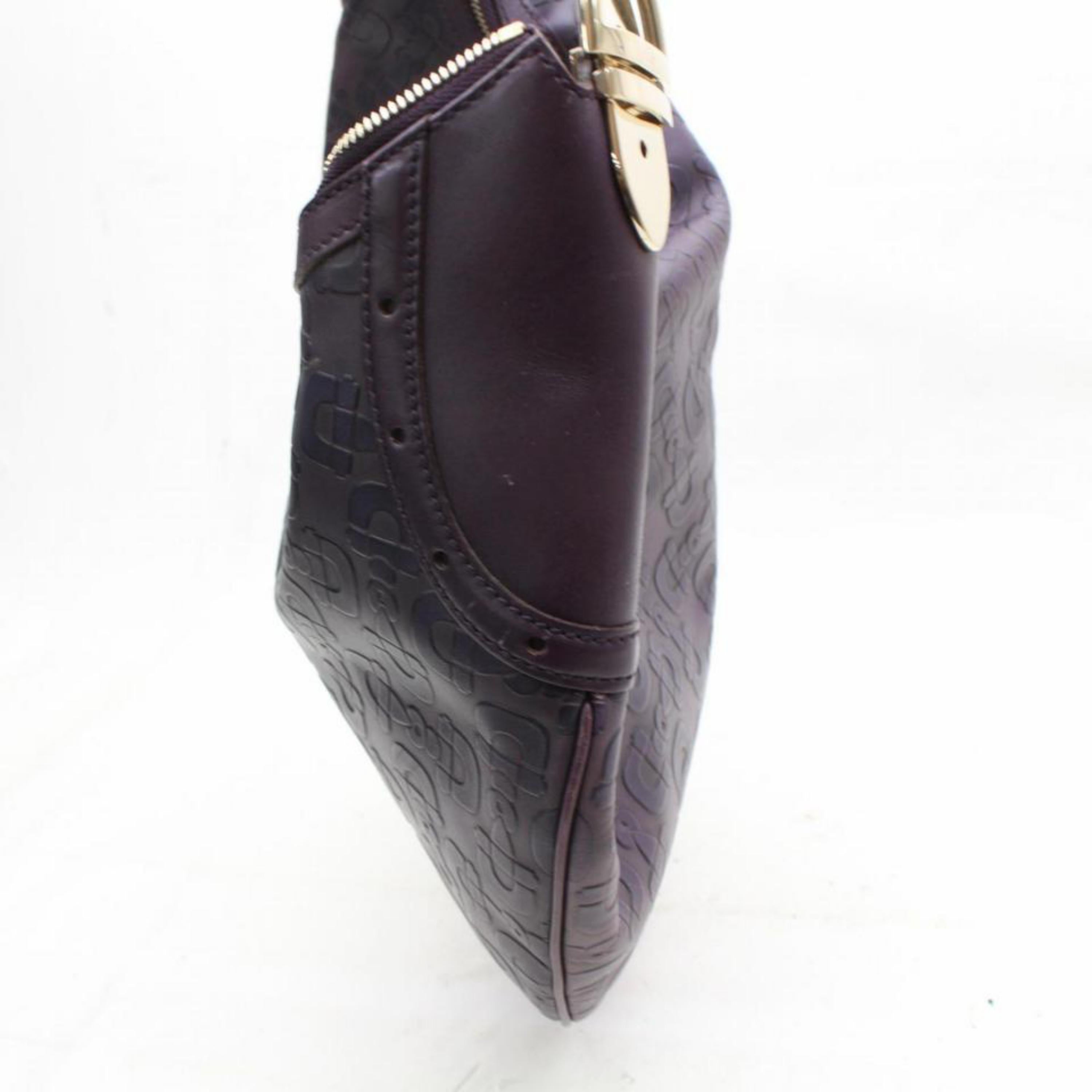 Gucci Horsebit Embossed Belt Hobo 867912 Purple Leather Shoulder Bag For Sale 2