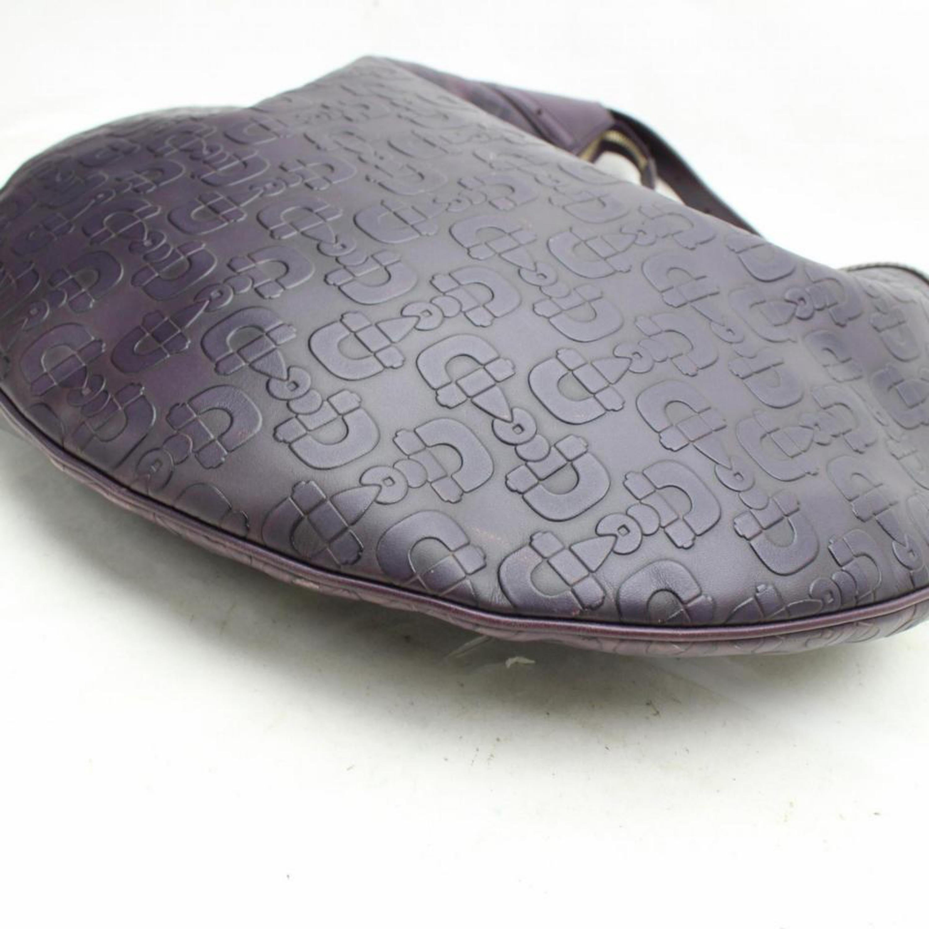 Gucci Horsebit Embossed Belt Hobo 867912 Purple Leather Shoulder Bag For Sale 3