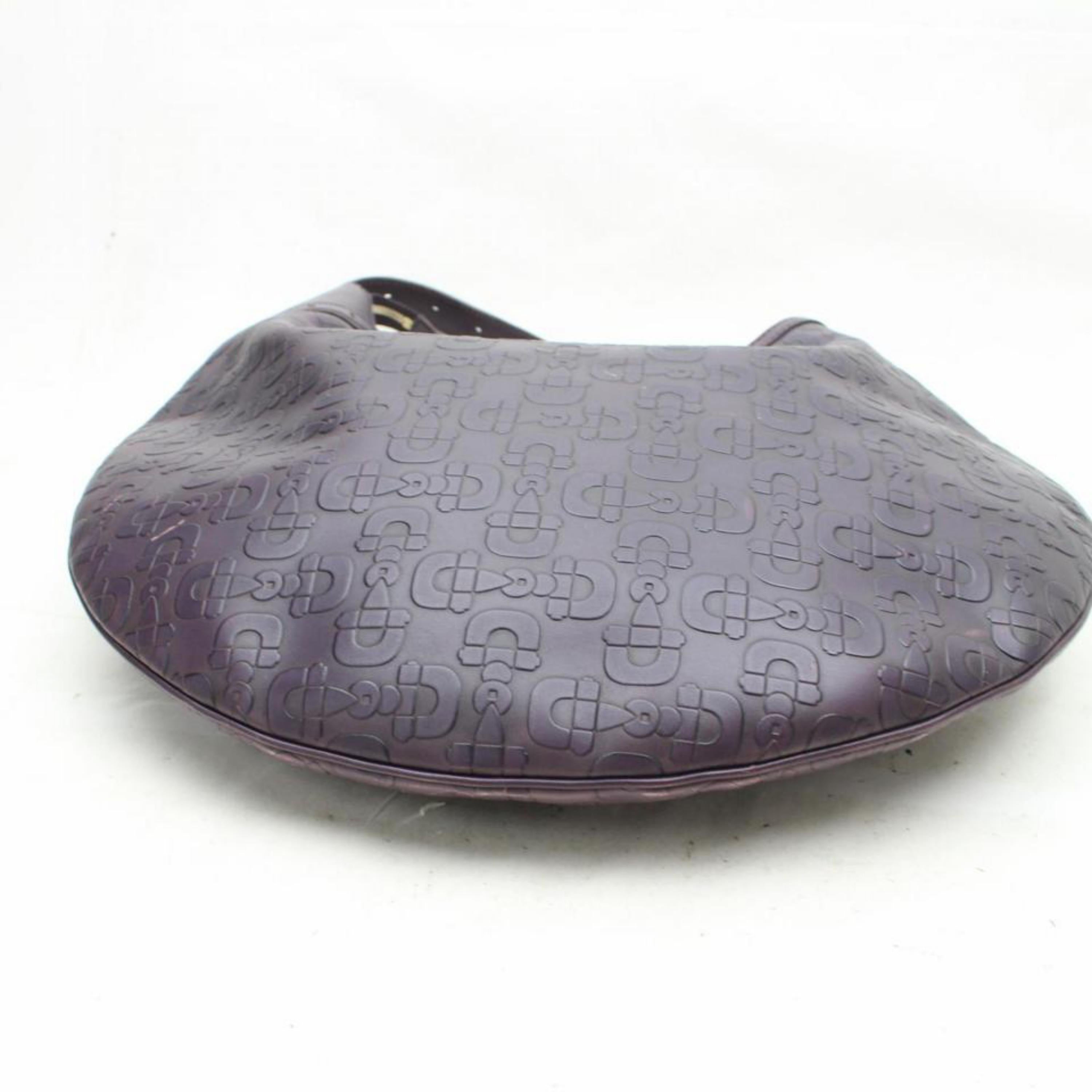 Gucci Horsebit Embossed Belt Hobo 867912 Purple Leather Shoulder Bag For Sale 4
