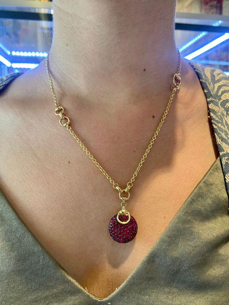 Gucci Horsebit Equestrian 18k Gold Cocktail Necklace with Pink Sapphires 1