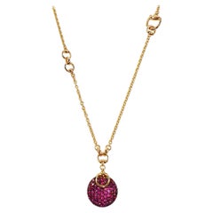 Gucci Horsebit Equestrian 18k Gold Cocktail Necklace with Pink Sapphires