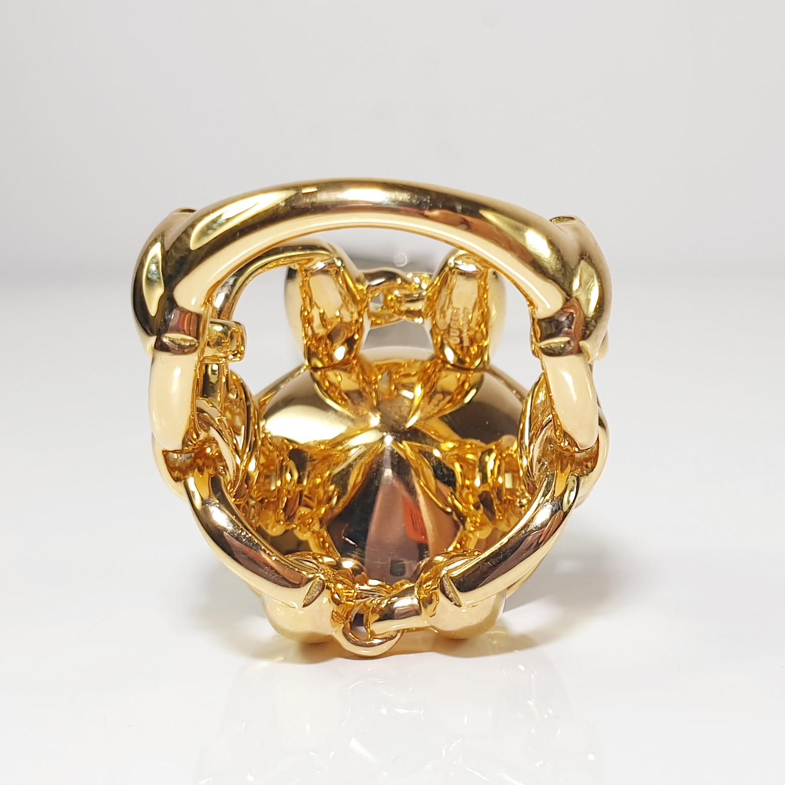 Gucci Horsebit Equestrian 18k Gold Cocktail Ring with Pink Sapphires