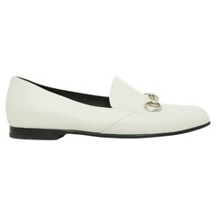 Gucci Horsebit Flats EU38 White Leather Loafers US7.5
