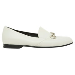 Gucci Horsebit Flats EU38 Weiß Leder Loafers US7.5