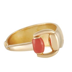 Gucci Bracciale con corallo in oro giallo 18 carati Horsebit Flora