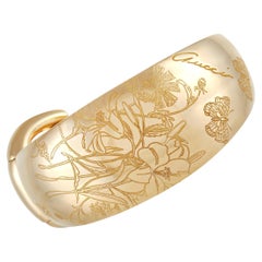 Gucci Horsebit Flora 18K Yellow Gold Coral Bracelet