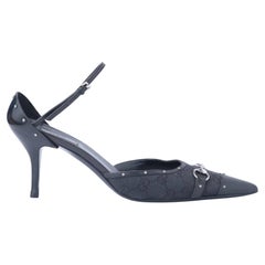 Gucci Horsebit GG Canvas Slingback Pumps - '10s