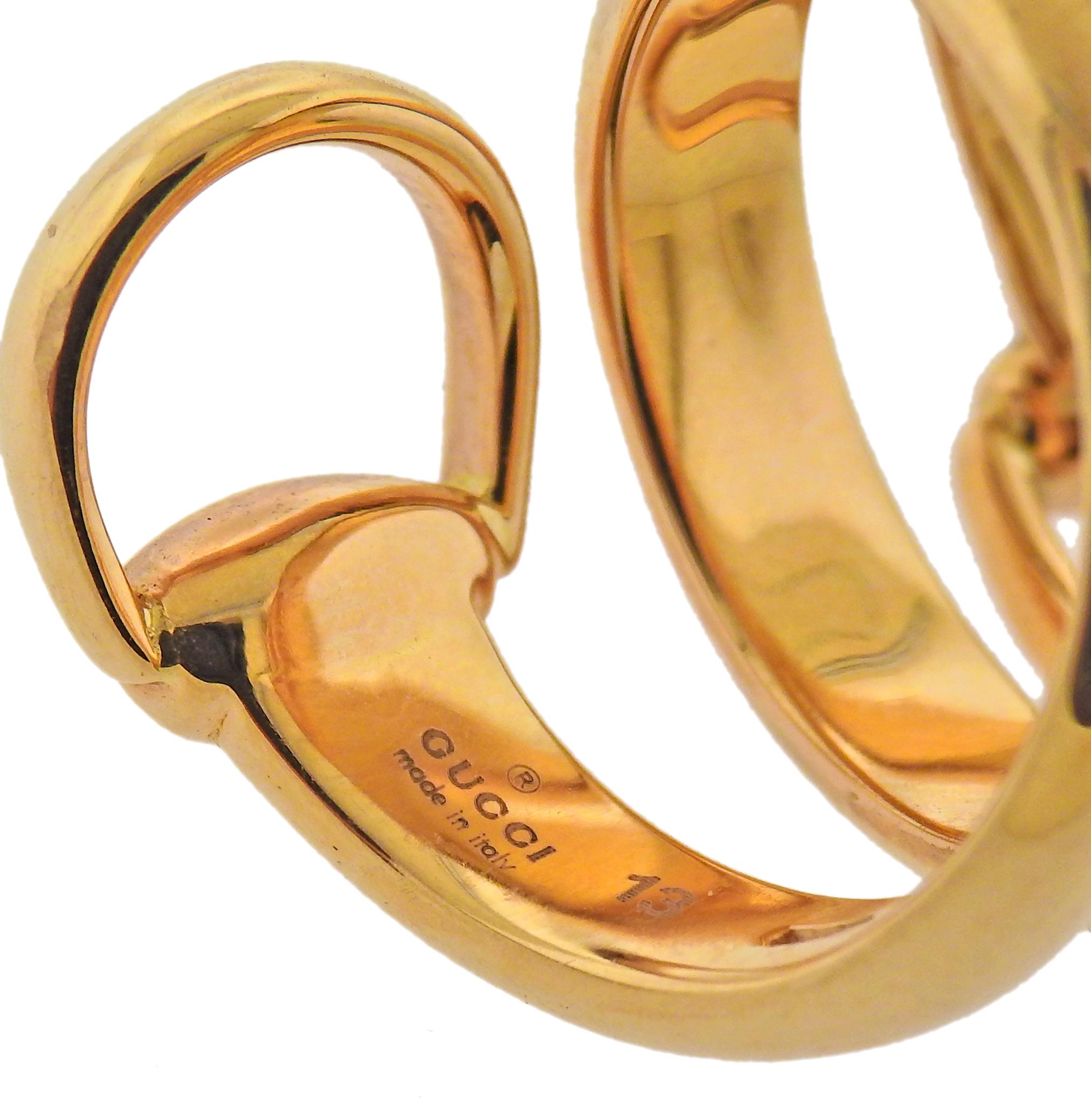  Gucci Horsebit Gold Wrap Ring Pour femmes 