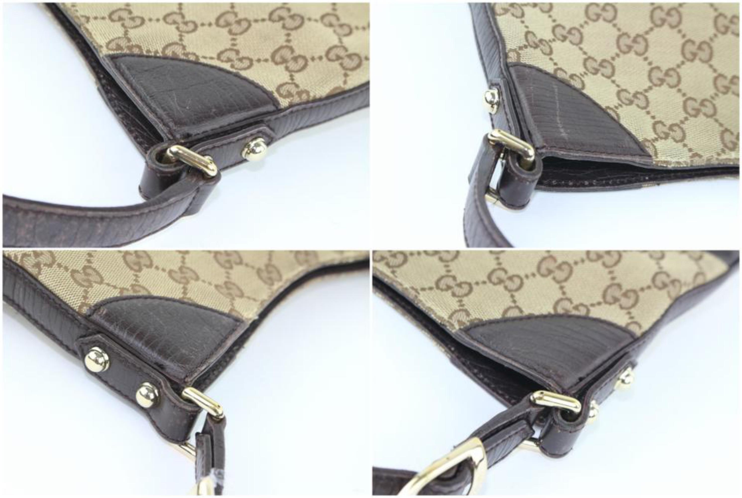 Gucci Horsebit Hasler Hobo Sherry Monogam Web 26gz1016 Brown Canvas Shoulder Bag For Sale 6