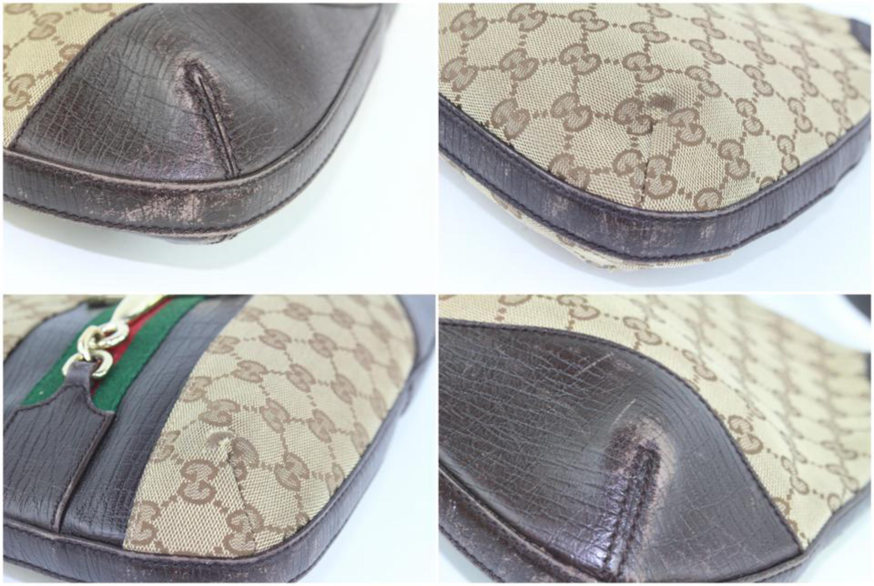 Gucci Horsebit Hasler Hobo Sherry Monogam Web 26gz1016 Brown Canvas Shoulder Bag For Sale 8