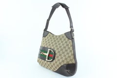 Gucci Horsebit Hasler Hobo Sherry Monogam Web 26gz1016 Brown Canvas Shoulder Bag