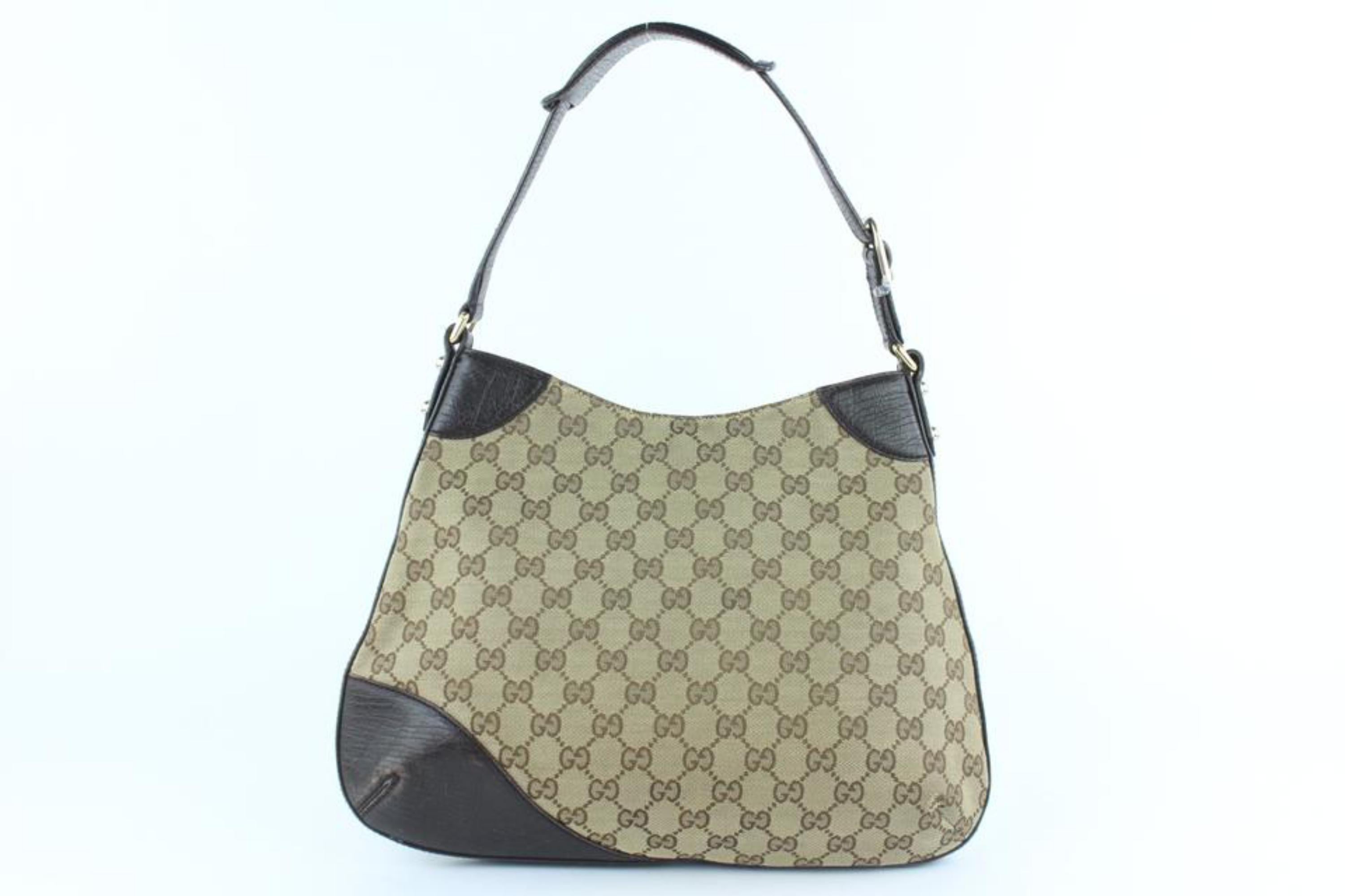 Gucci Horsebit Hasler Hobo Sherry Monogam Web 26gz1016 Brown Canvas Shoulder Bag For Sale 5