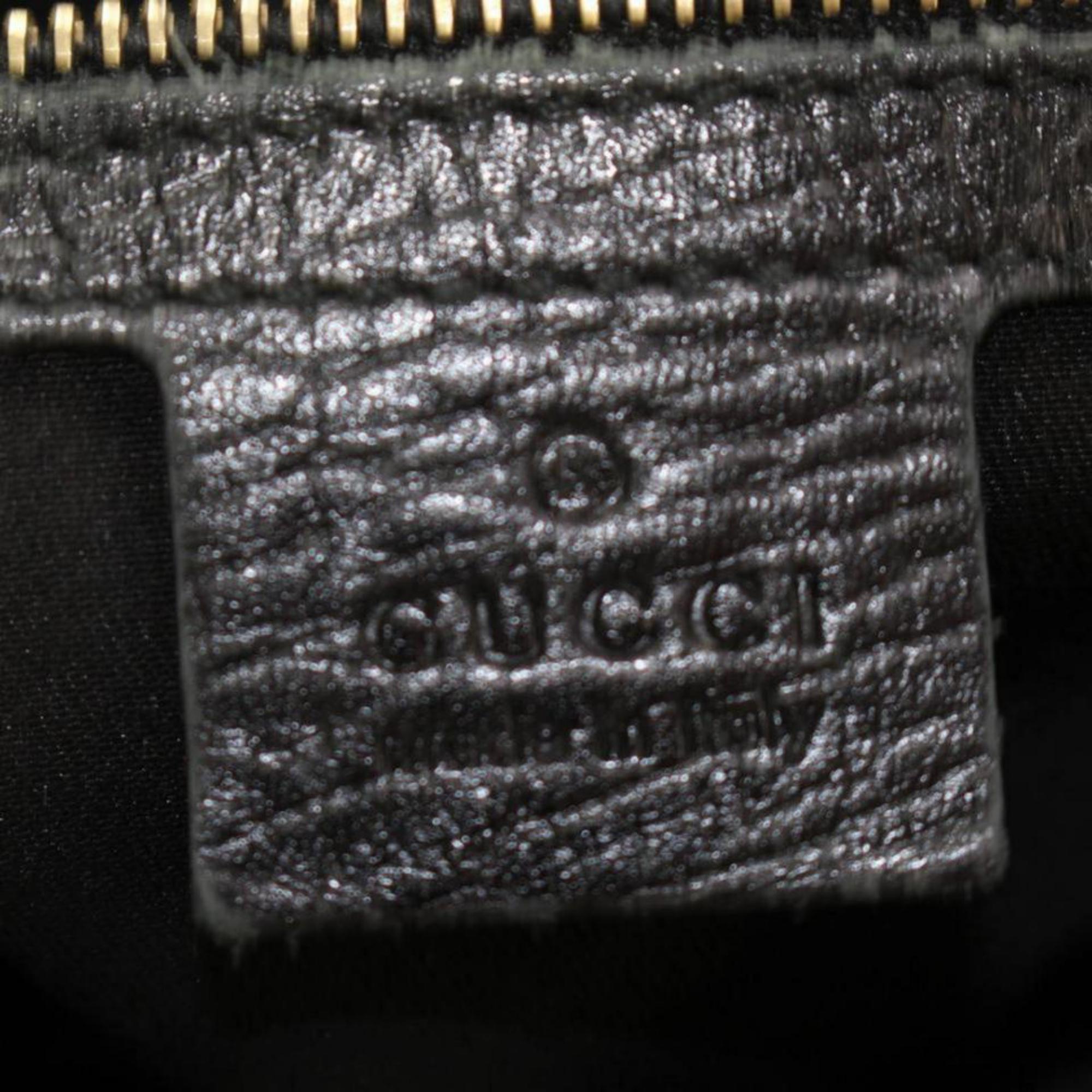 Gucci Horsebit Hasler Hobo Web Monogram 867630 Black Canvas Shoulder Bag For Sale 4