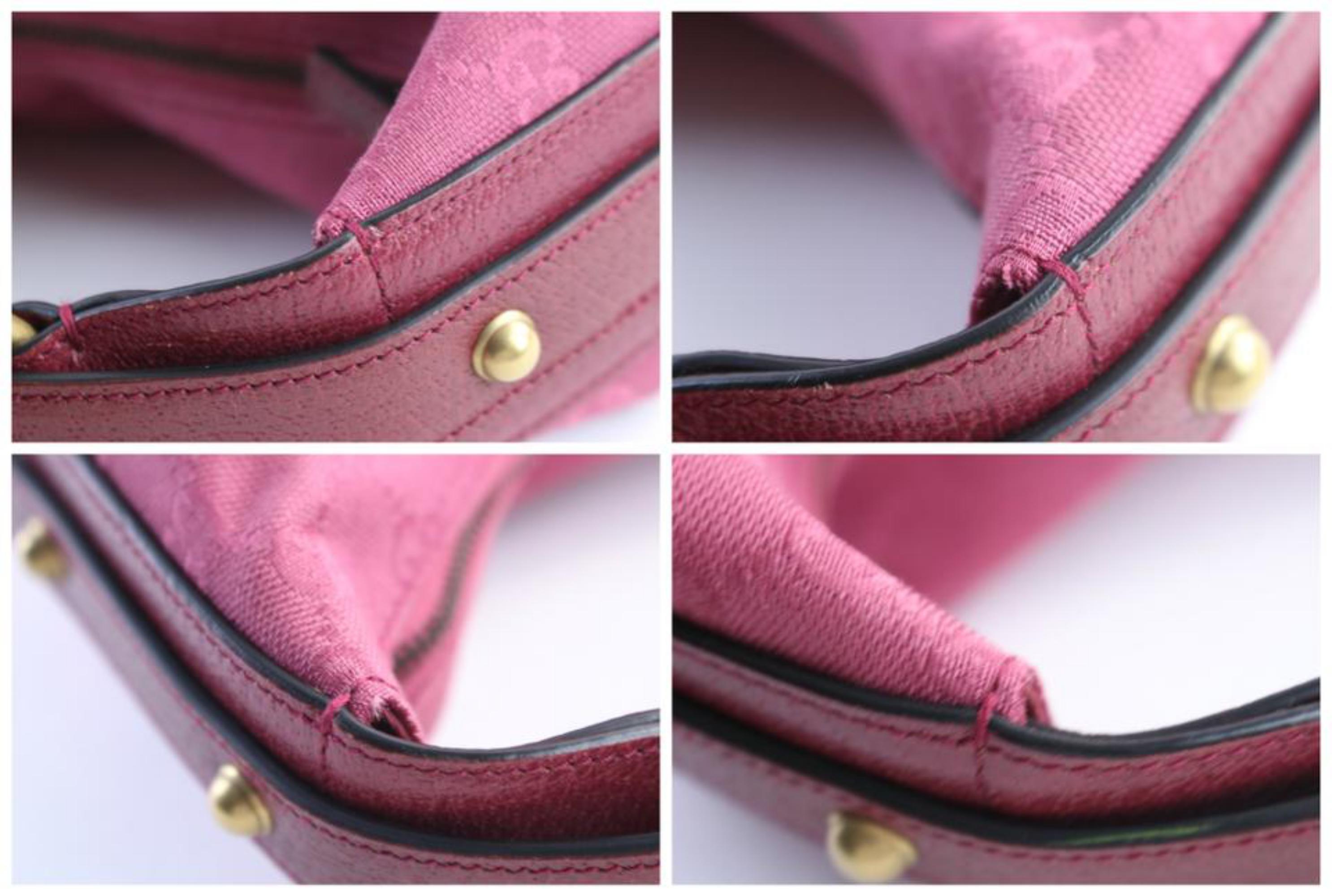 Women's Gucci Horsebit Hobo Monogram Gg 228848 Red Coated Canvas Shoulder Bag For Sale