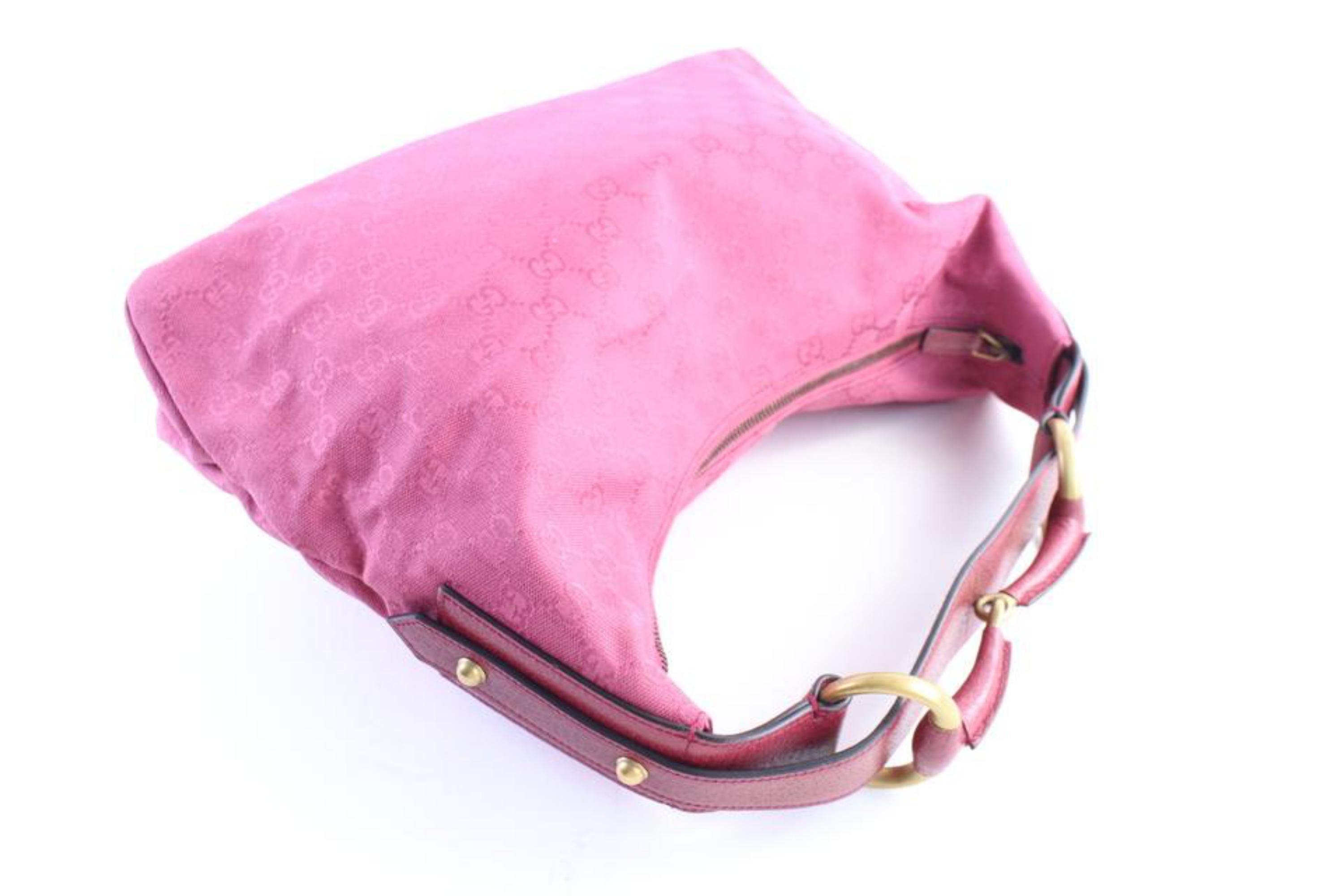 Gucci Horsebit Hobo Monogram Gg 228848 Red Coated Canvas Shoulder Bag For Sale 1