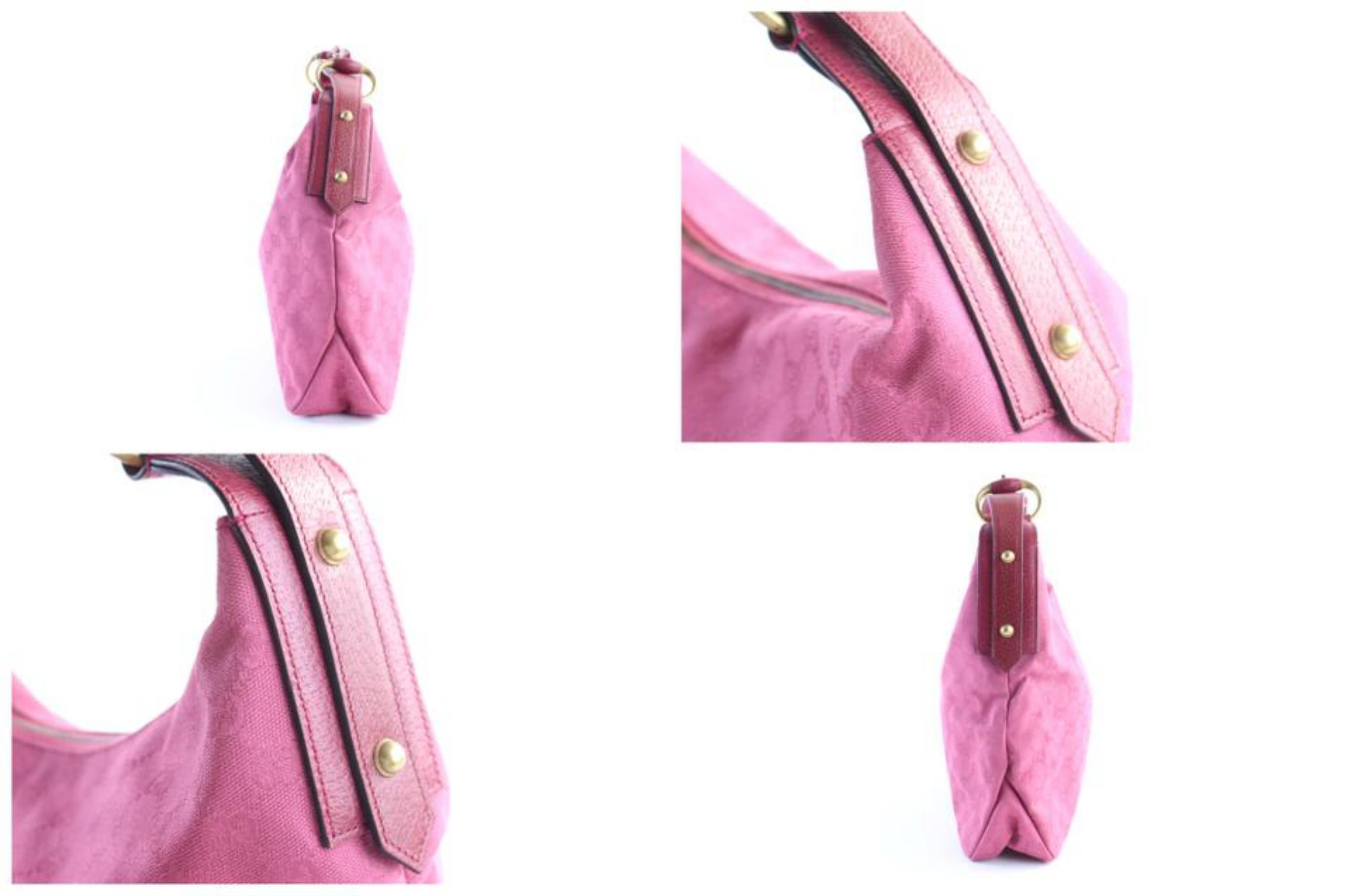 Gucci Horsebit Hobo Monogram Gg 228848 Red Coated Canvas Shoulder Bag For Sale 2