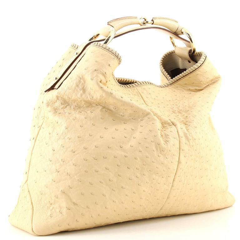 Gucci Horsebit Hobo Ostrich Large For Sale at 1stDibs