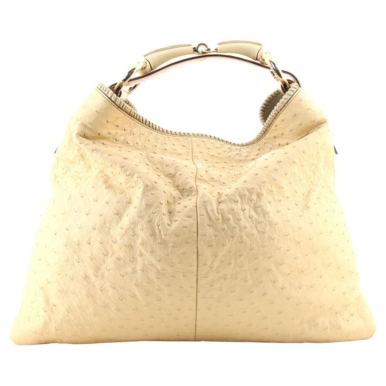 Gucci Horsebit Hobo Ostrich Large For Sale at 1stDibs