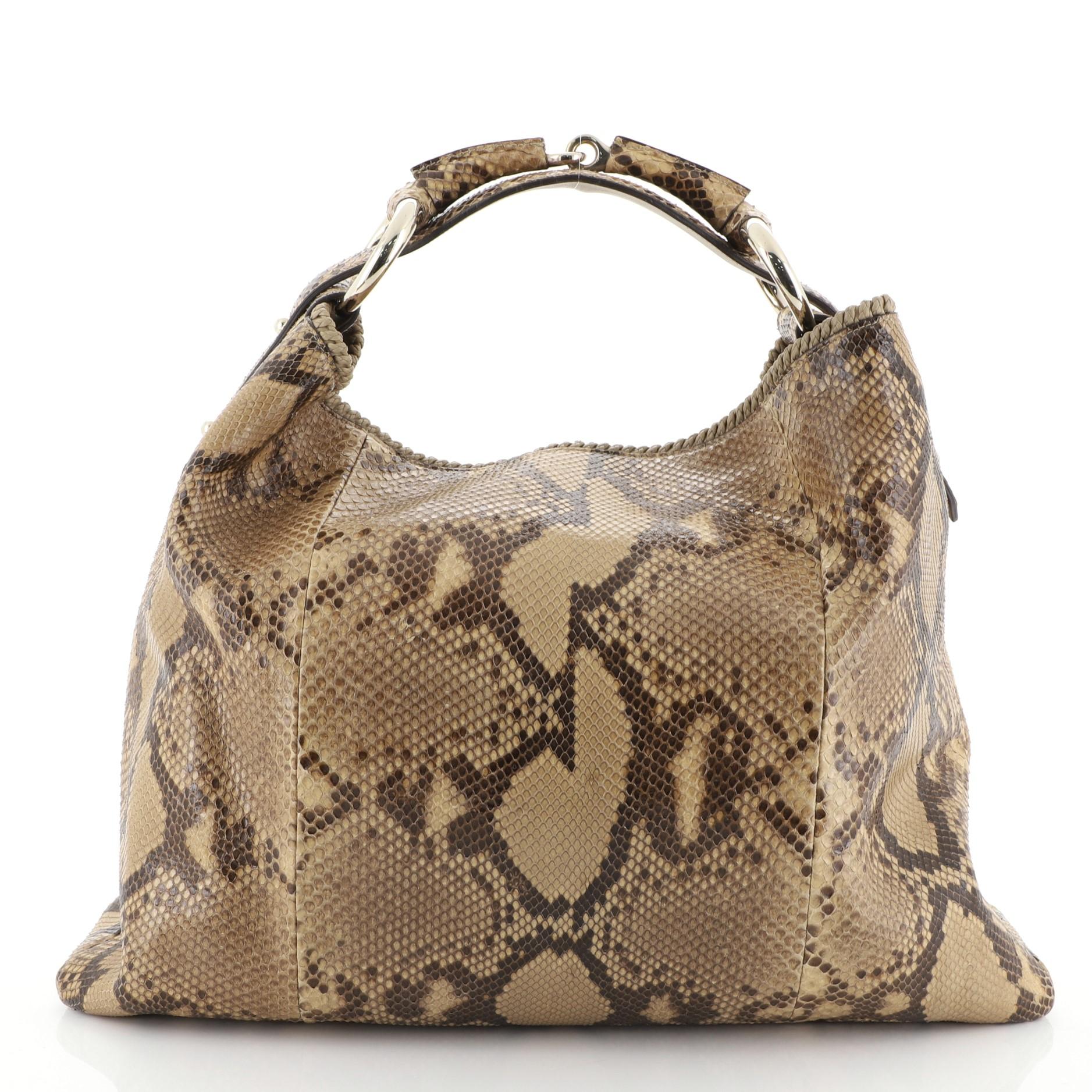 Gucci Horsebit Hobo Python Large In Good Condition In NY, NY